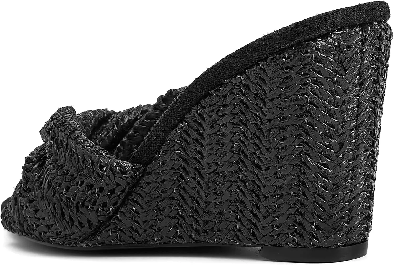 Women's Wedges Slippers Fabric Heels Slip on Comfy Evening Dress Sandals Square Toe Shoes for Women 3.3" Heels