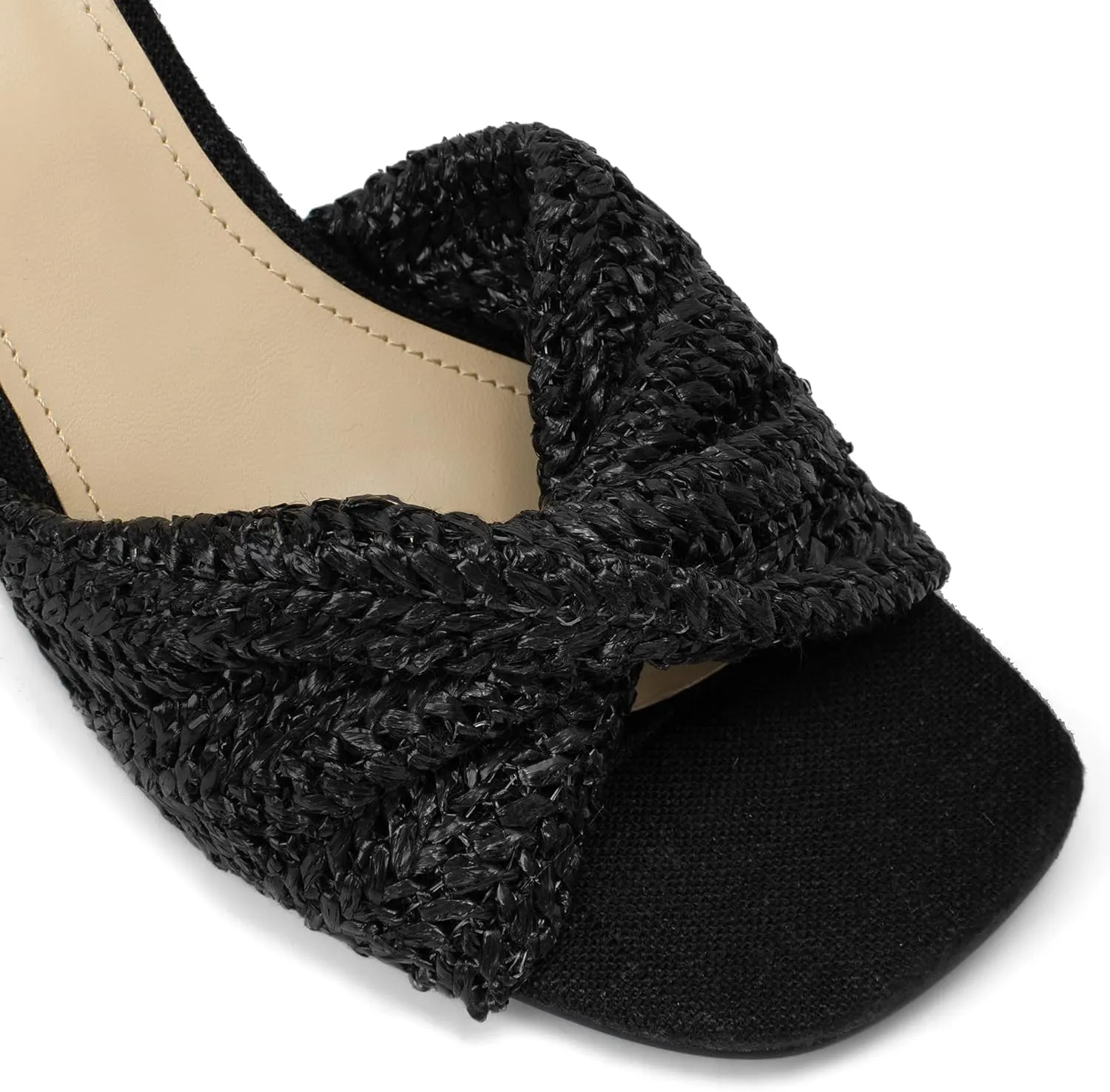 Women's Wedges Slippers Fabric Heels Slip on Comfy Evening Dress Sandals Square Toe Shoes for Women 3.3" Heels