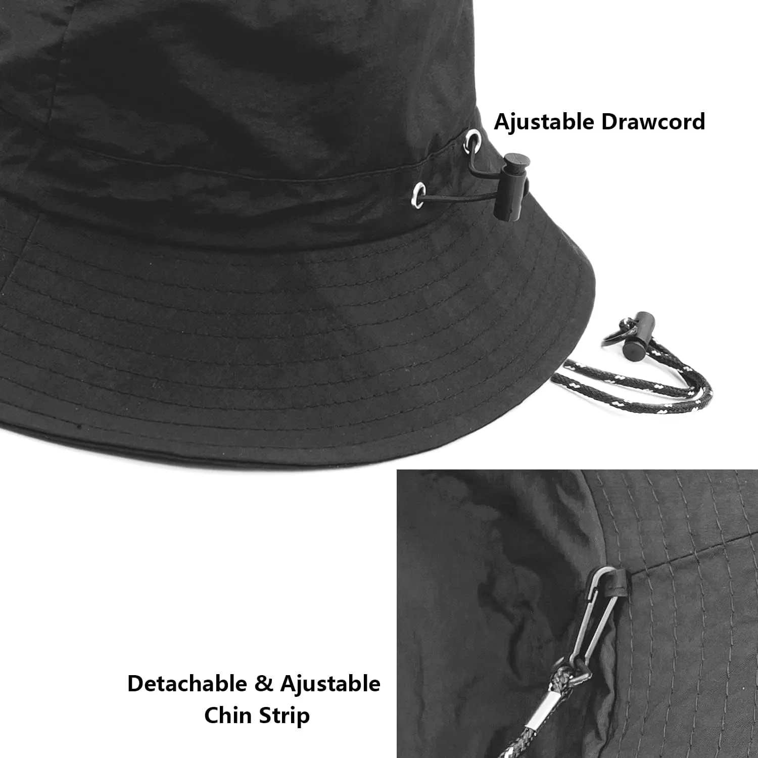 woogwin Waterproof Bucket Rain Hat with Chin Strap Quick Dry Packable Boonie Sun Hat Safari Hat UV Protection