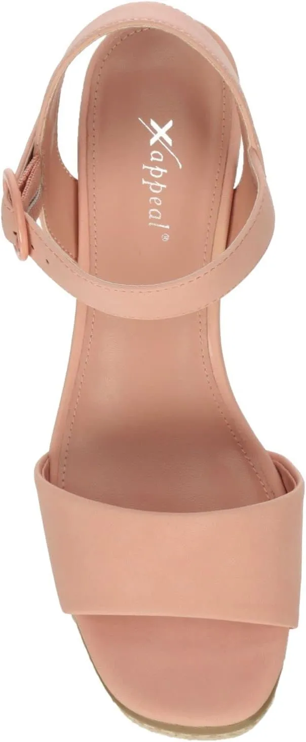 XAPPEAL Carmen - Women's Open Toe Wedge Heel Ankle Strap Platform Summer Sandals