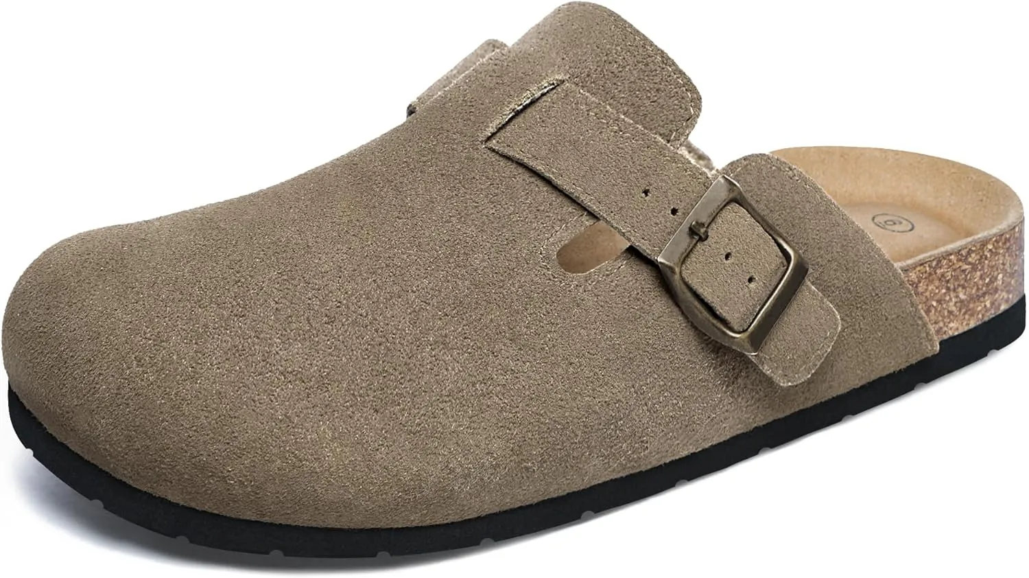 Xiakolaka Women's Suede Clogs Adjustable Buckle Slip on Footbed Home Clog Slippers