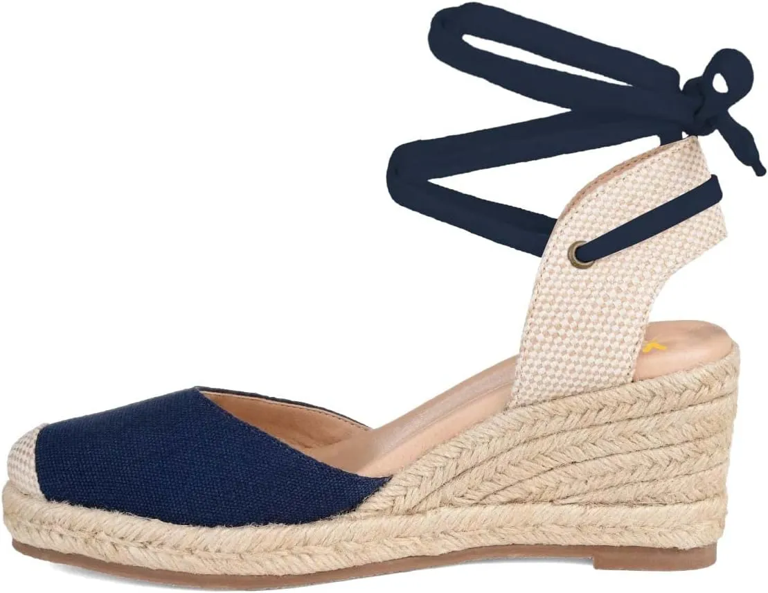 XYD Women's Closed Round Toe Ankle Strappy Espadrilles Wedge Sandals Slingback Platform Heel Casual Resort Dress Summer Roman Shoes