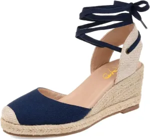 XYD Women's Closed Round Toe Ankle Strappy Espadrilles Wedge Sandals Slingback Platform Heel Casual Resort Dress Summer Roman Shoes