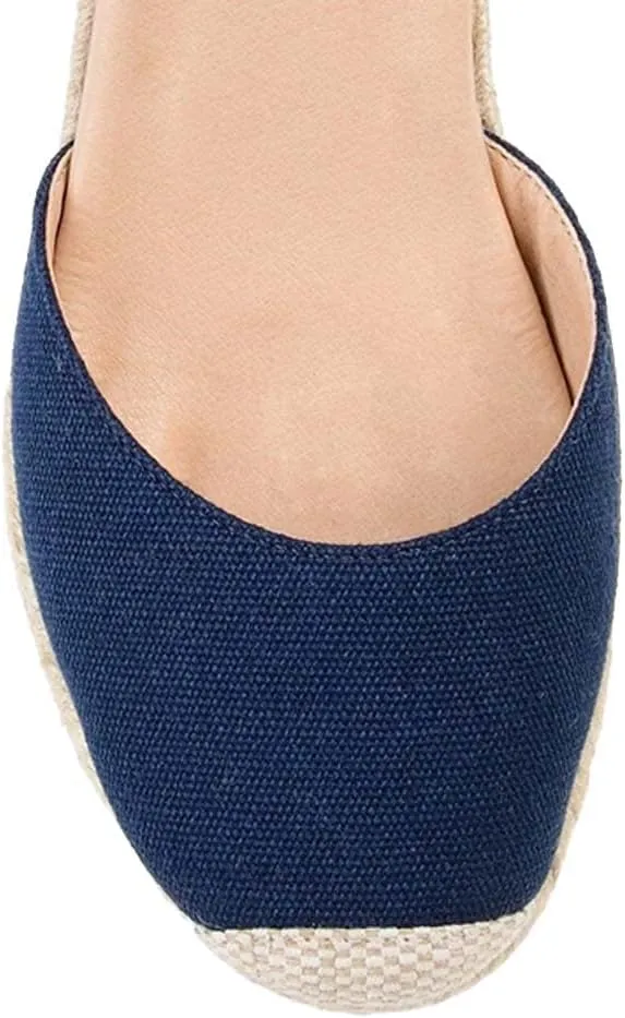 XYD Women's Closed Round Toe Ankle Strappy Espadrilles Wedge Sandals Slingback Platform Heel Casual Resort Dress Summer Roman Shoes