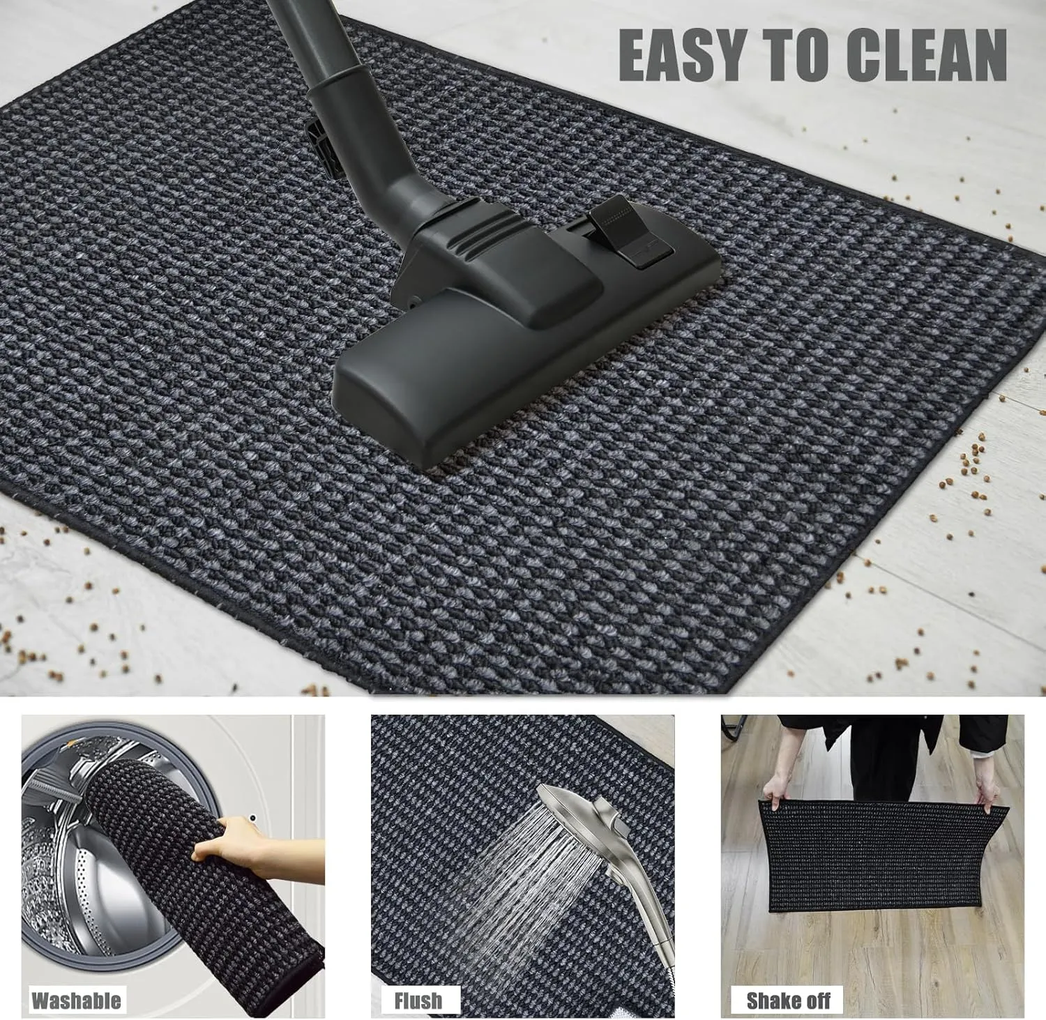 Yancorp 32"x48"Ultra Thin Bathroom Rugs Low Profile Bath Rug Fit Under Door Non Slip Large Door Mat,Machine Washable Shower Rug,Quick Dry Bathroom Floor Mat,Faux Jute Rug Super Absorbent