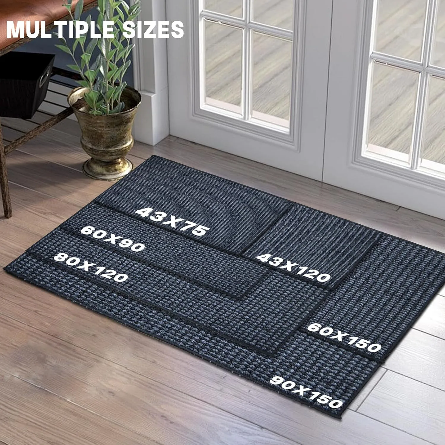 Yancorp 32"x48"Ultra Thin Bathroom Rugs Low Profile Bath Rug Fit Under Door Non Slip Large Door Mat,Machine Washable Shower Rug,Quick Dry Bathroom Floor Mat,Faux Jute Rug Super Absorbent