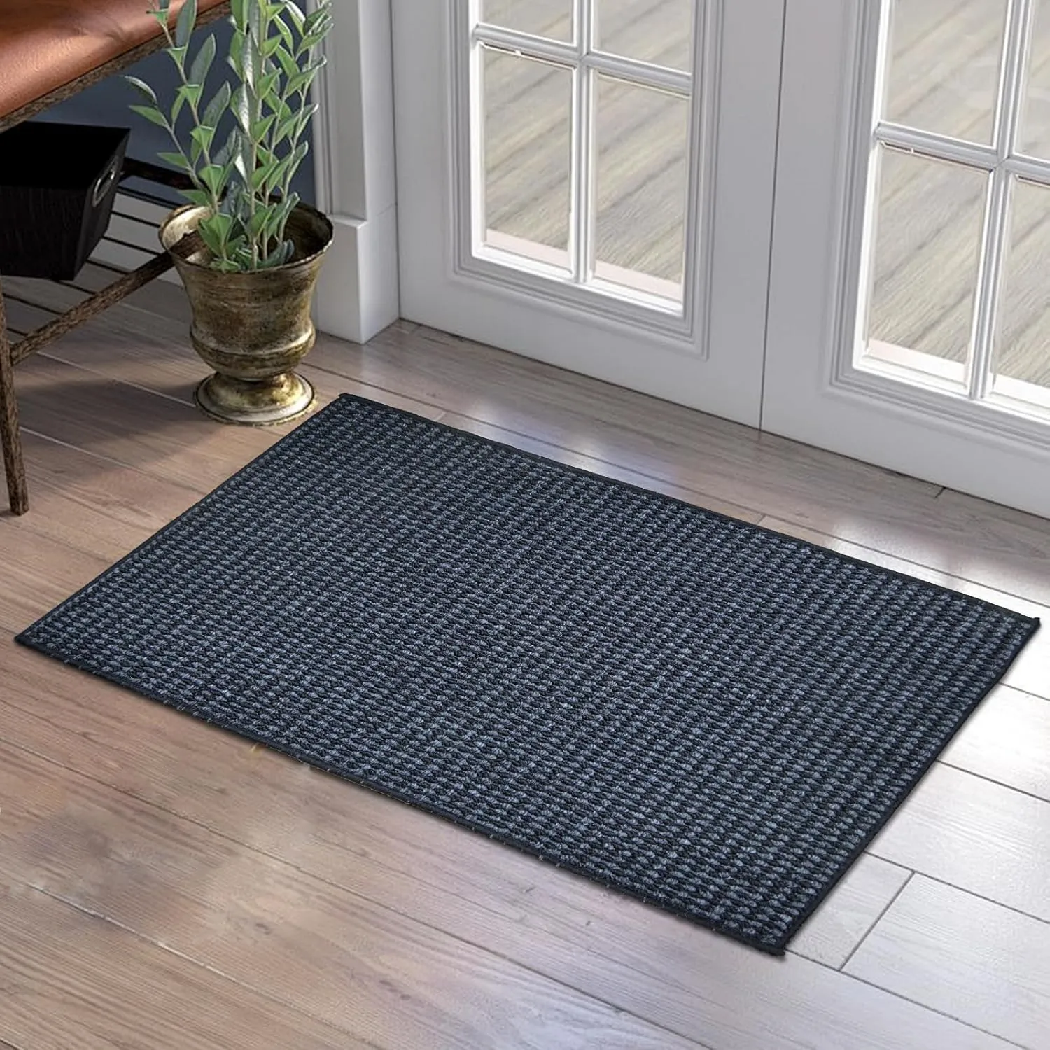 Yancorp 32"x48"Ultra Thin Bathroom Rugs Low Profile Bath Rug Fit Under Door Non Slip Large Door Mat,Machine Washable Shower Rug,Quick Dry Bathroom Floor Mat,Faux Jute Rug Super Absorbent