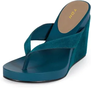YDN Women's Wedge Heel Flip Flops Sandals Open Round Toe High Heels Slip On Dressy Party Thong Shoes Size 4-16 US