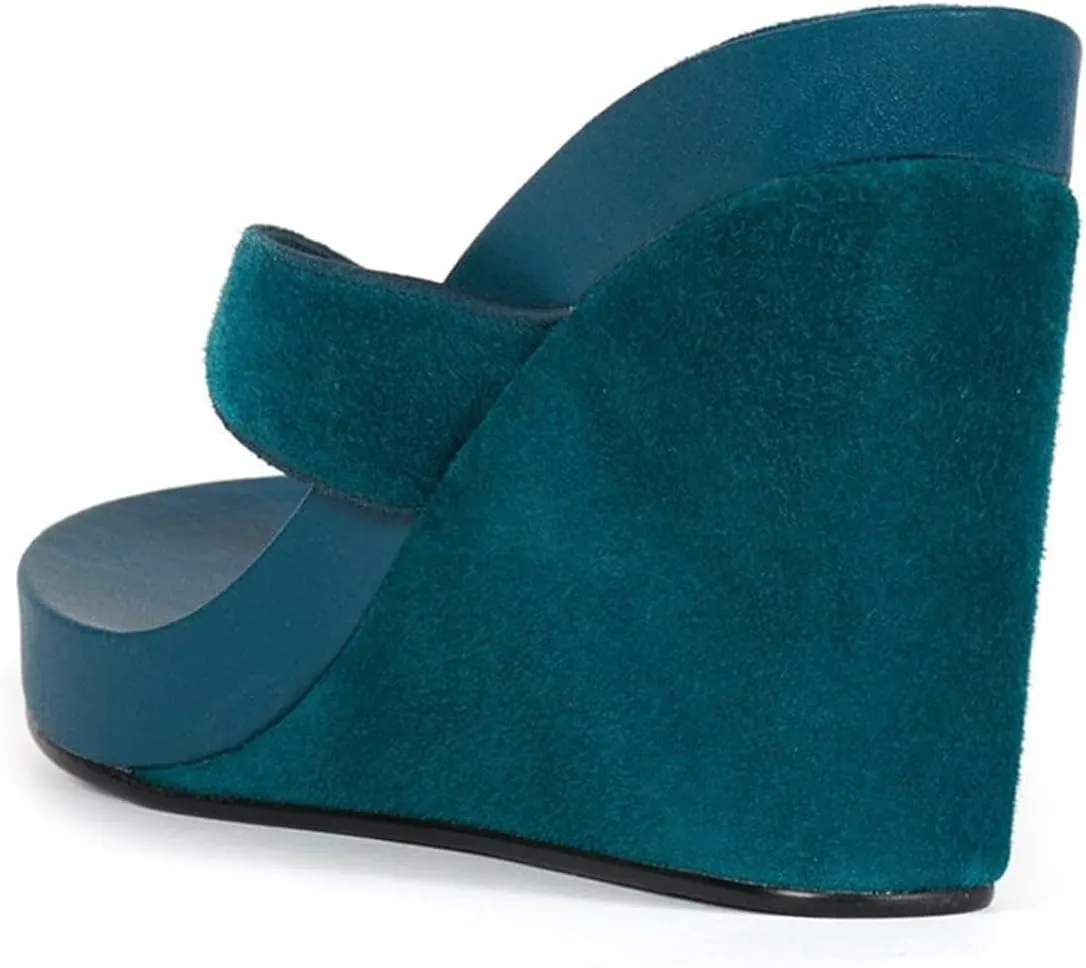 YDN Women's Wedge Heel Flip Flops Sandals Open Round Toe High Heels Slip On Dressy Party Thong Shoes Size 4-16 US