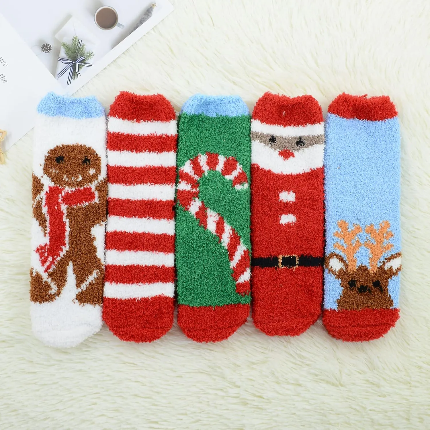 Zando Comfy Fleece Socks - Winter Grip Socks, Cozy Gifts for Women & Elderly