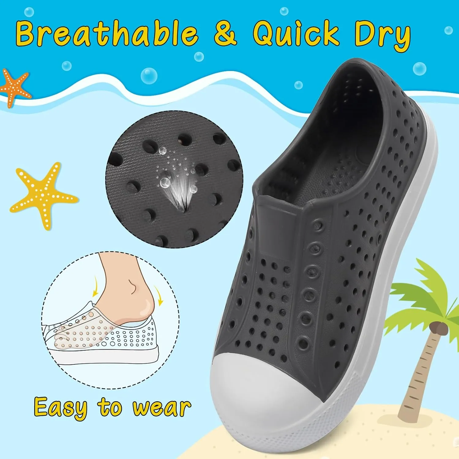 ziitop Kids Toddler Water Shoes for Boys Girls Baby Sandals Sneakers Beach Garden Swim, Anti-Slip Breathable Quick Dry Lightweight Slip-on (Toddler/Little Kid/Big Kid)