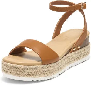 ZURIN Womens Open Toe Platform espadrille sandals Buckle Ankle Strap Wedges Sandals for Women Casual Dressy Summer