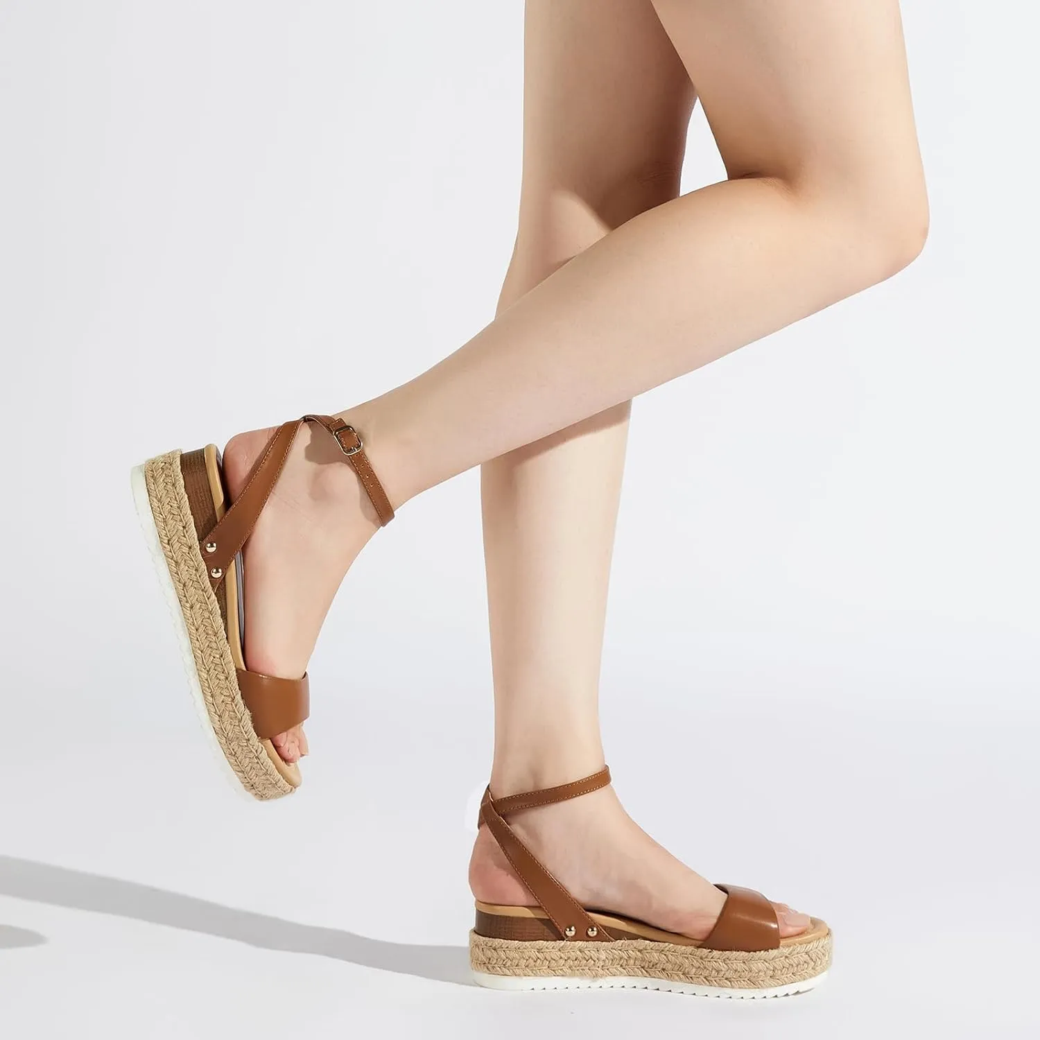 ZURIN Womens Open Toe Platform espadrille sandals Buckle Ankle Strap Wedges Sandals for Women Casual Dressy Summer